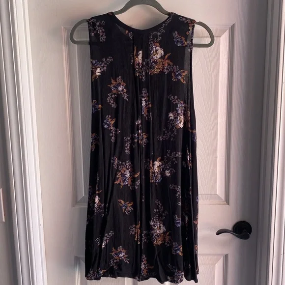 Free People S  Tree Swing Tank Top Tunic Dress Sleeveless Keyhole Raven Black. - Picture 5 of 15